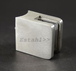 Glass clamp, square, stainless steel effect, for tube Ø 42,4 mm